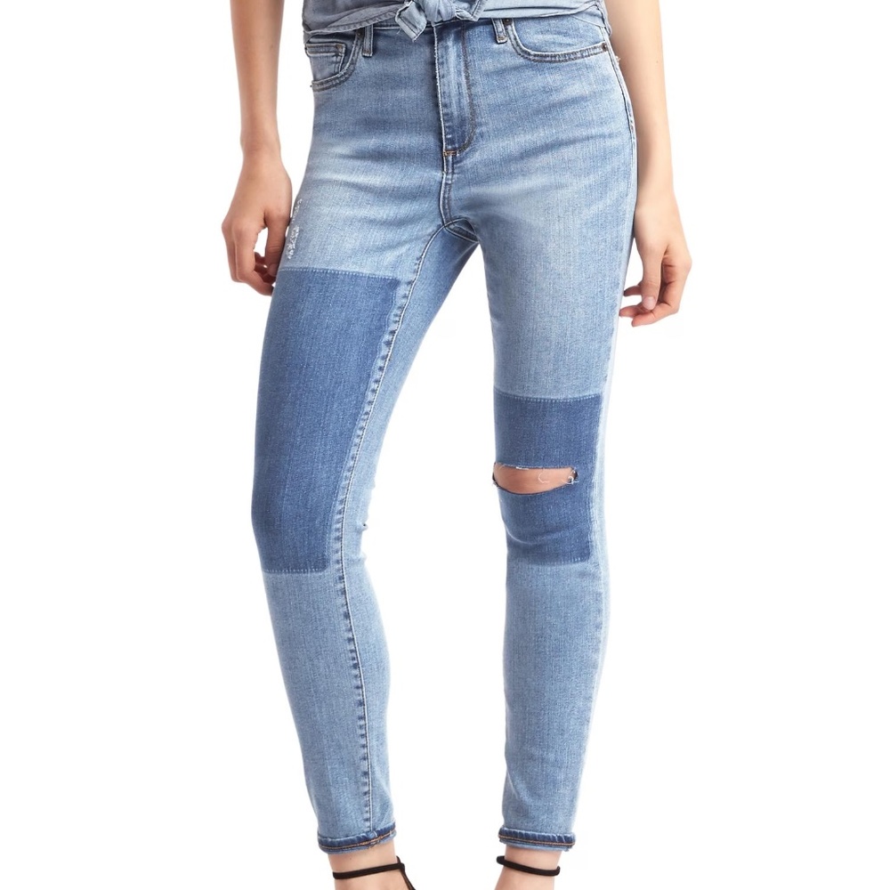 STRETCH 1969 patchwork true skinny super high rise jeans 29 Tall